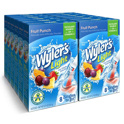 Wyler's Light Singles To Go Powder Packets, Water Drink Mix, 12 Boxes, 8 Servings per Box, 96 Total Servings