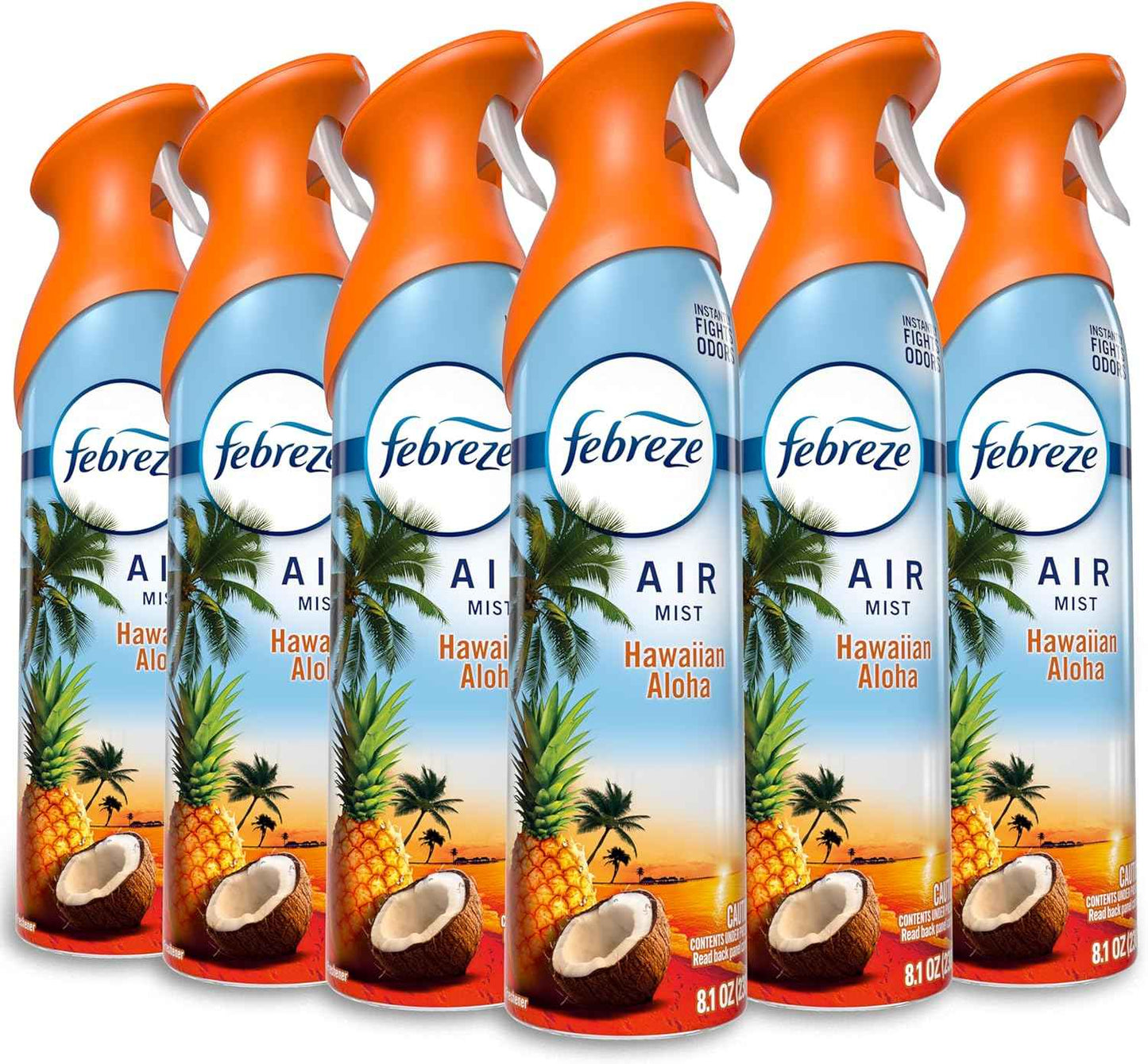 Febreze Air Mist, Air Freshener Spray, Odor Fighting Room Spray, Deodorizer for Home Bathroom Kitchen Office Apartment Dorm Room Classroom, Hawaiian Aloha, 8.1oz, 6ct