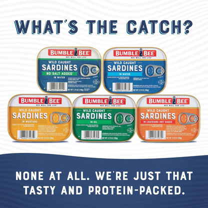 Bumble Bee Sardines, 3.75 oz Tin - Wild Caught, Gluten Free, Keto, Kosher