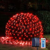 WBao Solar Christmas Lights Outdoor, 200LED 8.4ft x 5.2ft Christmas Net Lights with Remote, 8 Lighting Modes, Timer, Waterproof Design for Lawn, Bushes, Trees Outdoor Xmas Decorations, Red Green