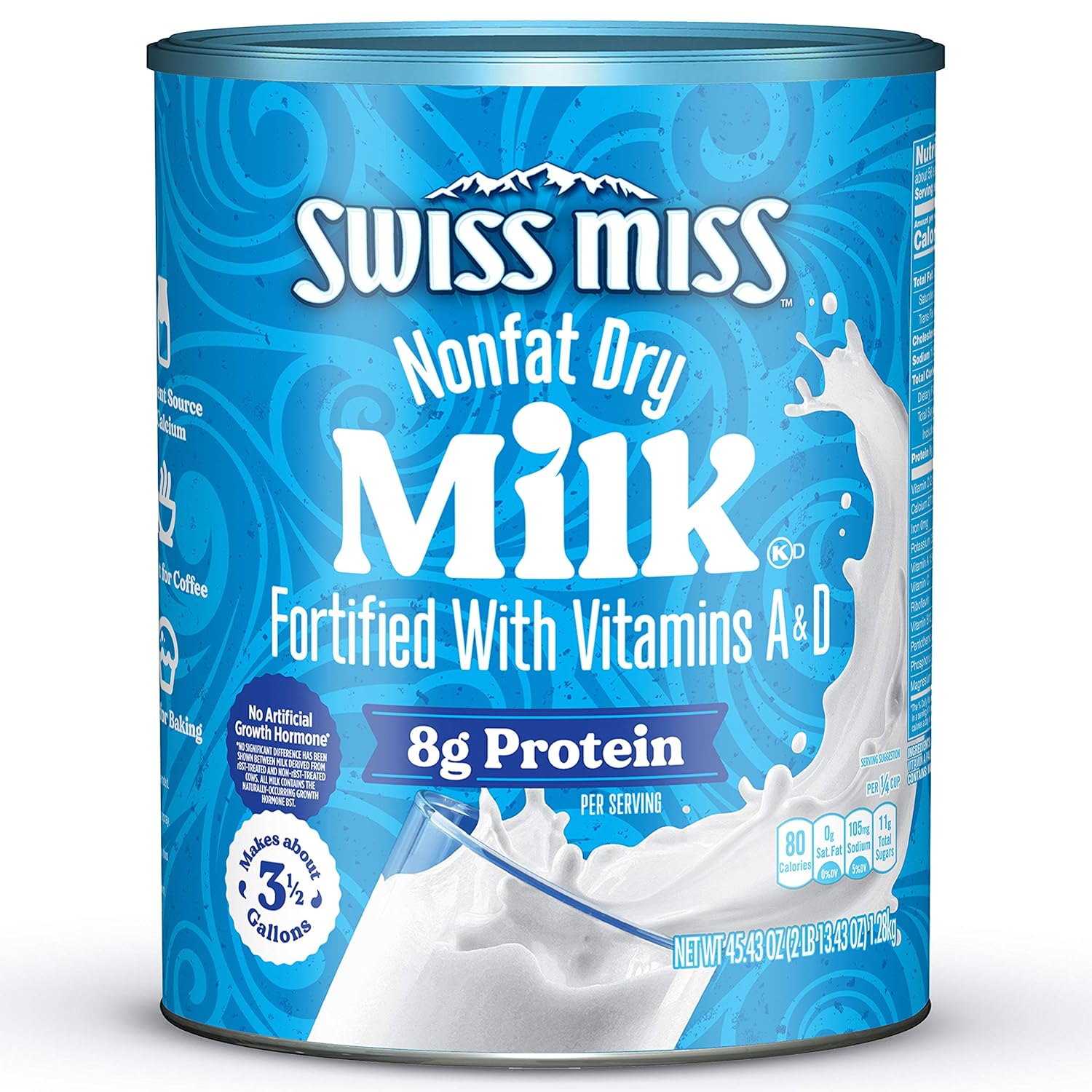 Swiss_Miss_Shelf_Stable_Nonfat_Dry_Powdered_Milk,_Hot_Cocoa_Bar_Supplies,_45.43_oz._Canister_–_Fortified_with_Vitamins_A_and_D,_Excellent_Source_of_Calcium