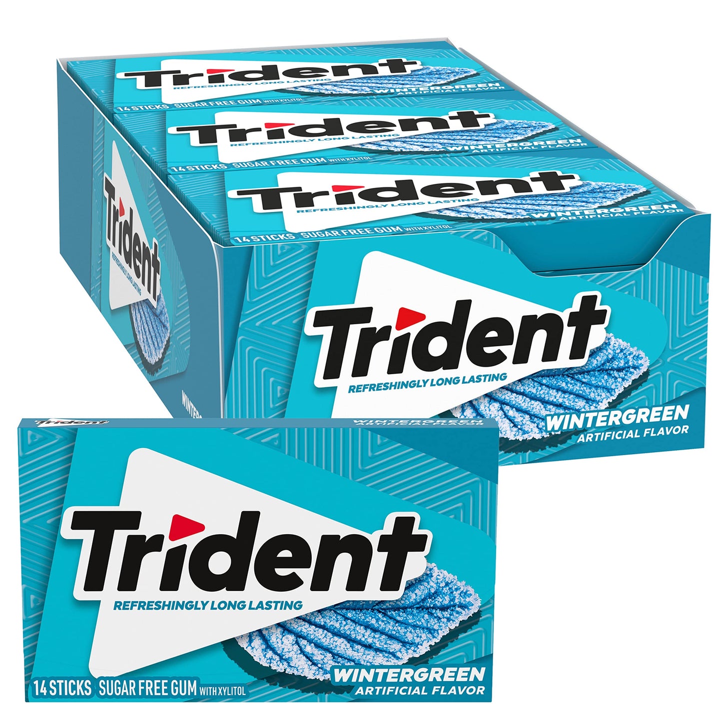 Trident Wintergreen Sugar-Free Chewing Gum, 12 Packs of 14 Pieces (168 Total Pieces)