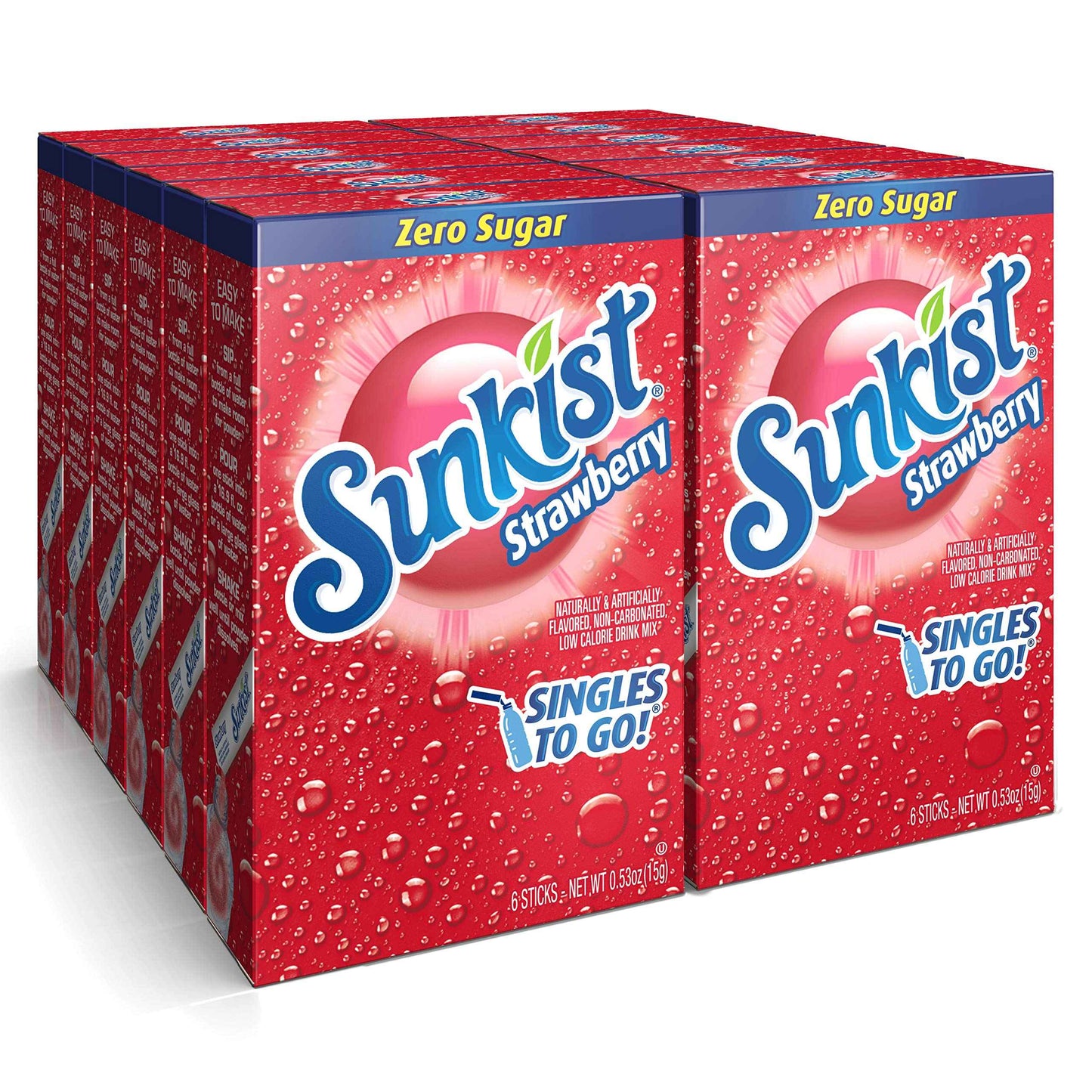 Sunkist Soda Singles To Go Drink Mix, 0.53 OZ, 6 Count (Pack of 12)