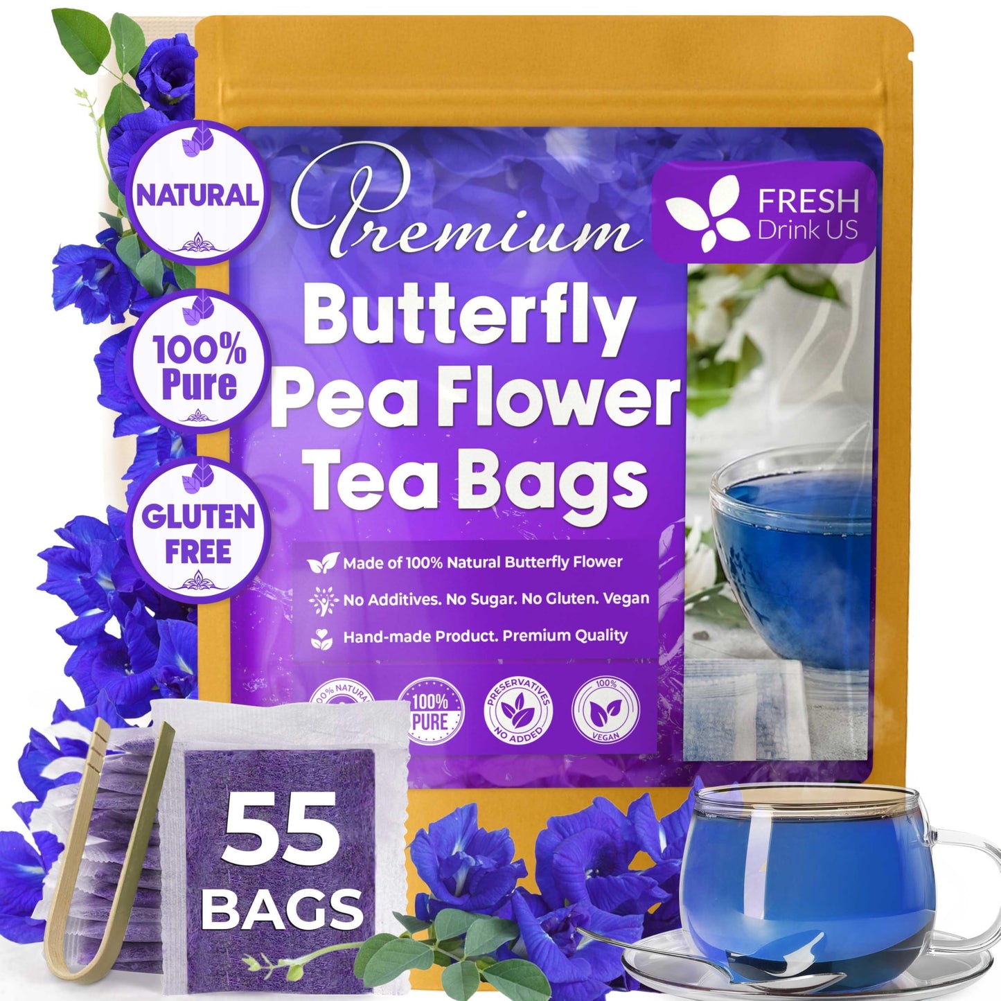 Blue Butterfly Pea Flower - 55 Tea Bags