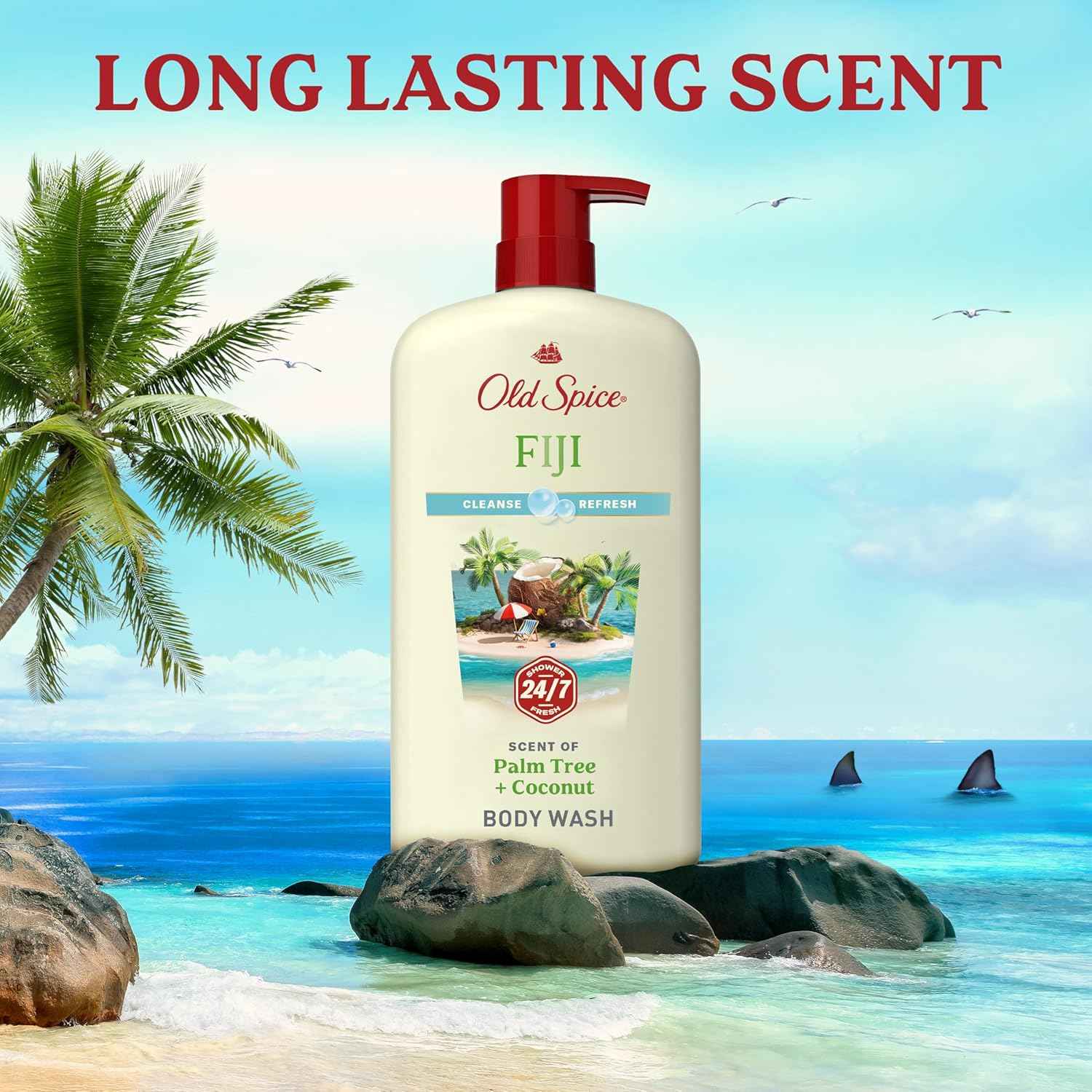 Old Spice Body Wash for Men, 24/7 Shower Fresh with Lasting Scent, Cleanse & Refresh, Gentle on Skin, Vitamin B3