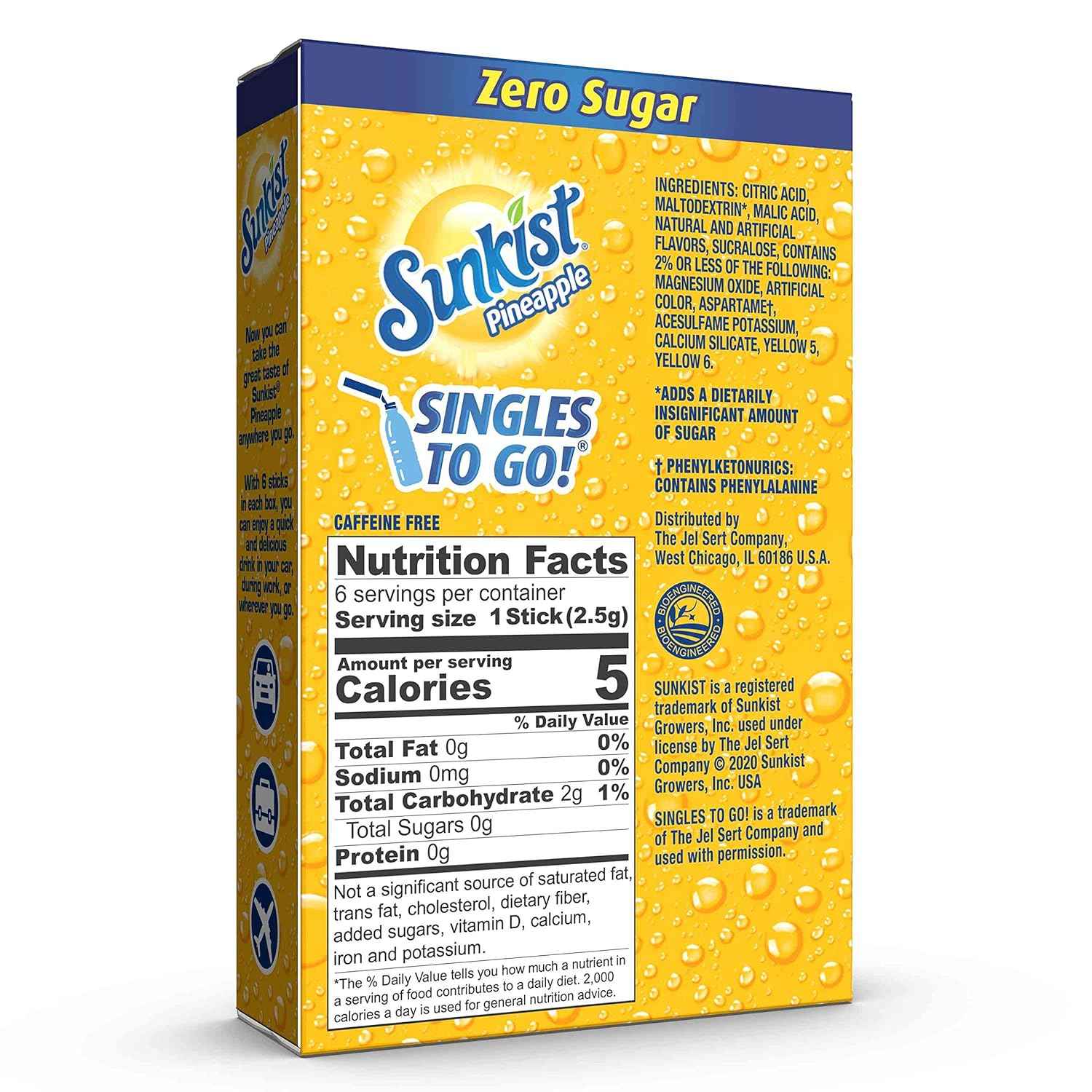 Sunkist Soda Singles To Go Drink Mix, 0.53 OZ, 6 Count (Pack of 12)