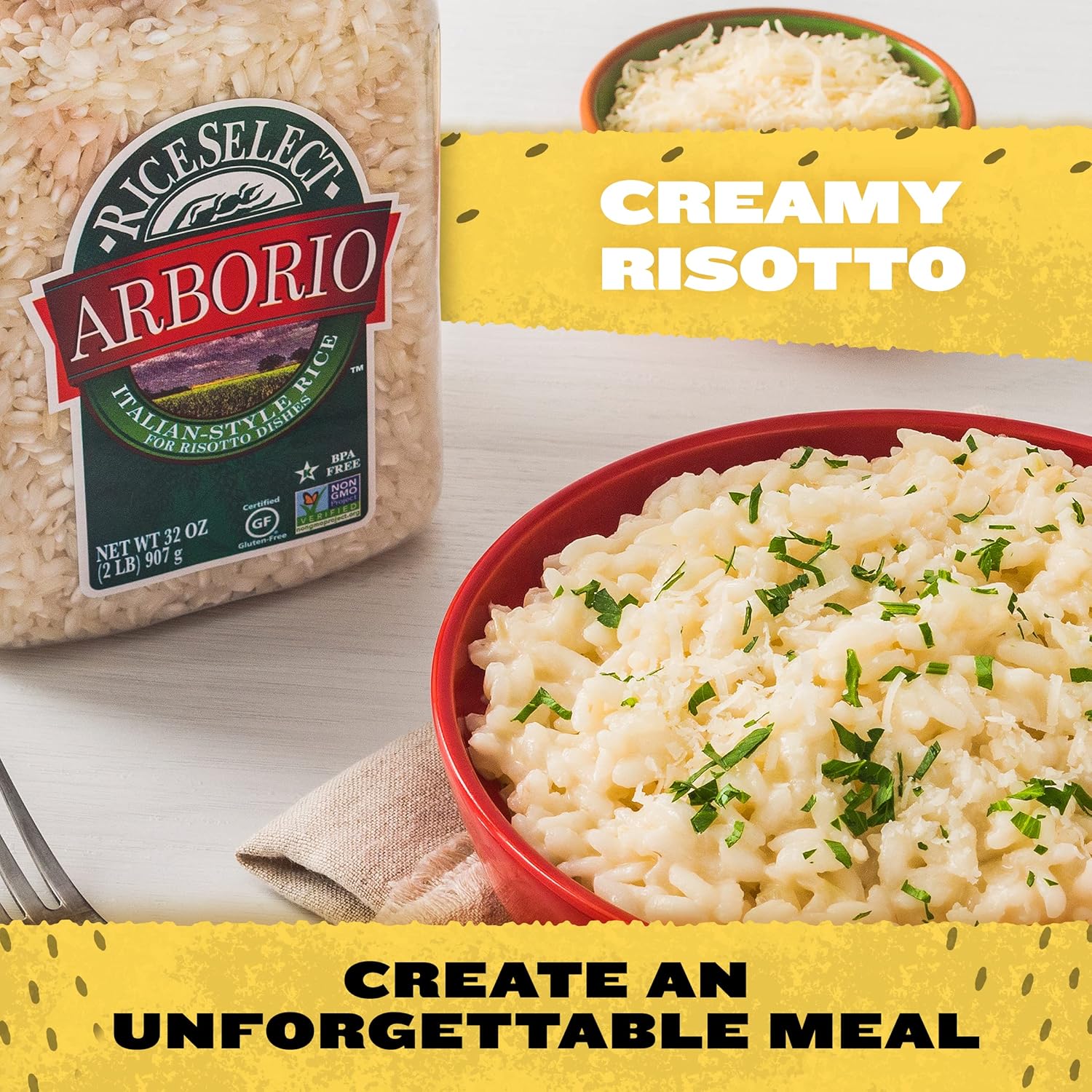 RiceSelect_Arborio_Rice_for_Italian_Risotto,_Premium_Gluten-Free_Rice,_Non-GMO,_32-Ounce_Jar,_(Pack_of_1)