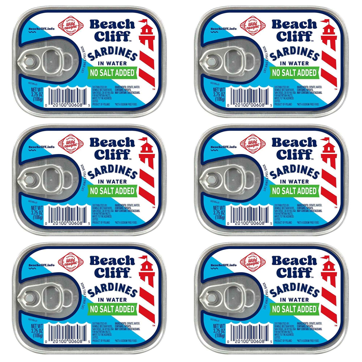 Beach Cliff Wild Caught Sardines, 3.75 oz Can - 13g Protein per Serving - Gluten Free, Keto Friendly - Great for Pasta & Seafood Recipes