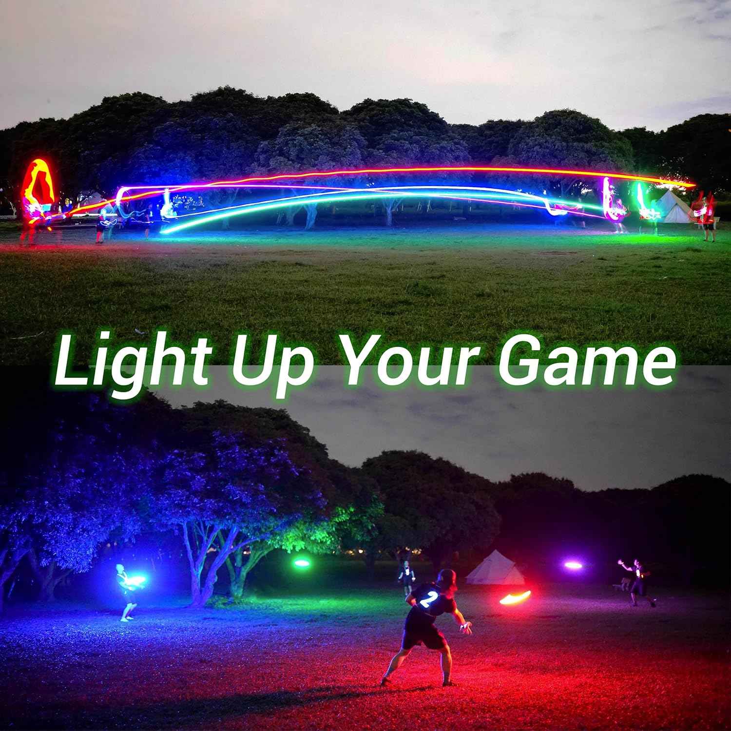 TOSY Flying Disc - 108 RGB Multicolor or 36 Monocolor LEDs, Super Bright, Smart Modes, Easter Basket Stuffers Gift, Camping Toy for Kid/Teen/Adult, Auto Light Up, Rechargeable, Waterproof, 175g