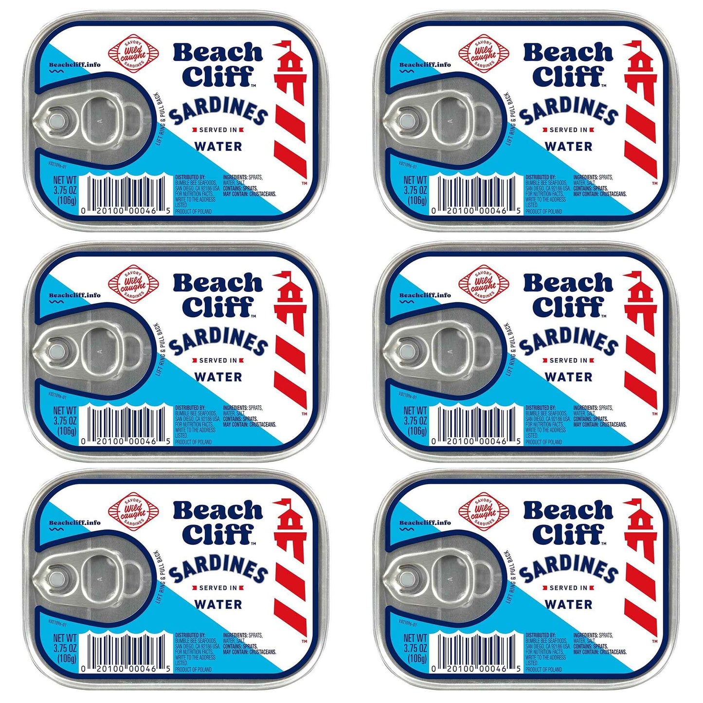 Beach Cliff Wild Caught Sardines, 3.75 oz Can - 13g Protein per Serving - Gluten Free, Keto Friendly - Great for Pasta & Seafood Recipes