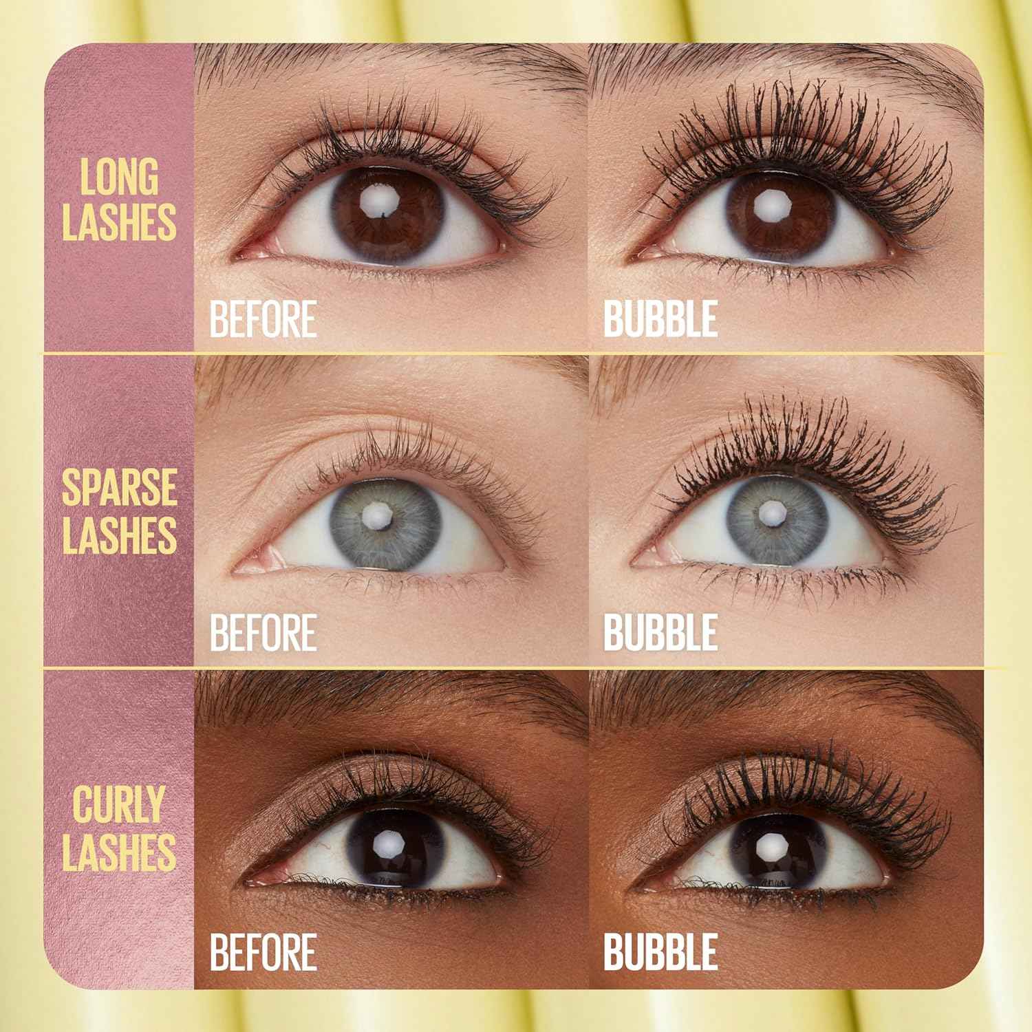 Maybelline The Colossal Bubble Washable Mascara, Buildable Mascara Volume and Length Formula for Bold, Separated Lashes, 1 Count