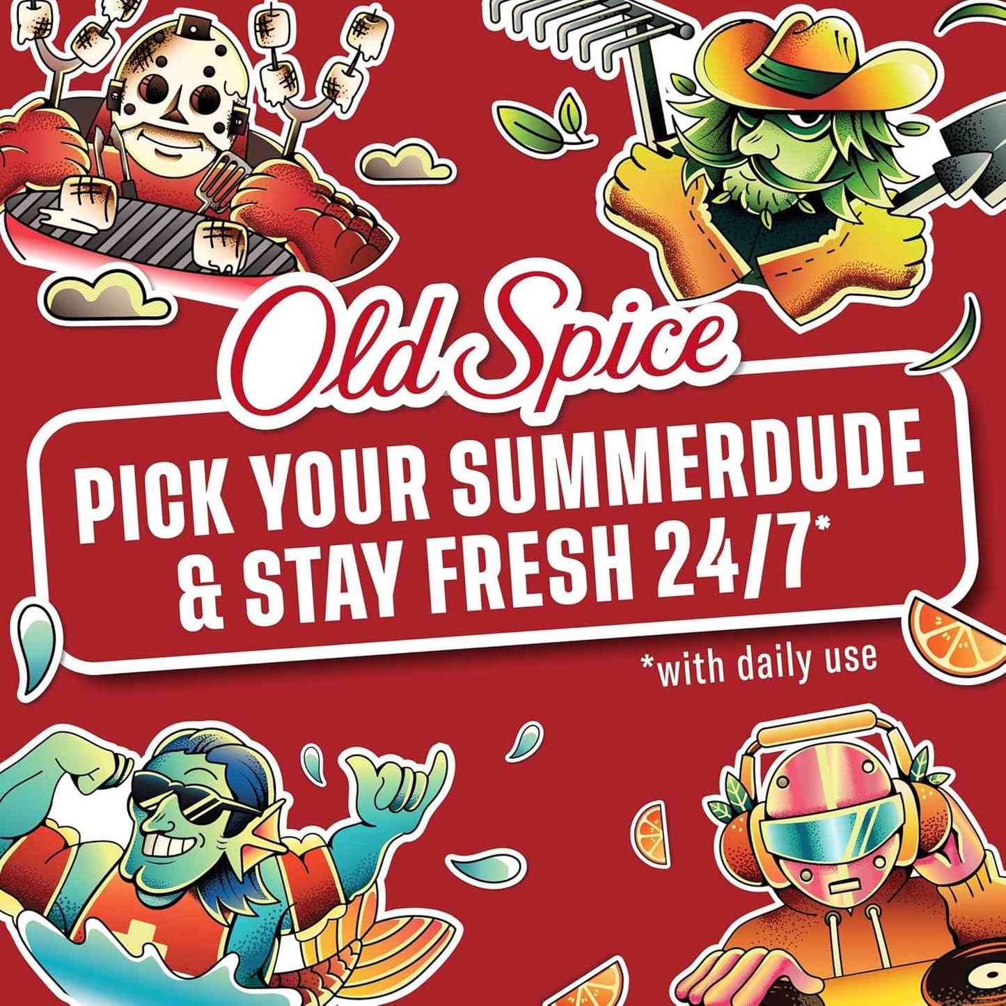 Old Spice Body Wash for Men, Summerdudes, 24/7 Shower Fresh with Daily Use, Long Lasting Scent, Cleanse & Refresh Skin, VIP Festival Experience, Serial Griller with Charred Marshmallow Scent, 24 oz