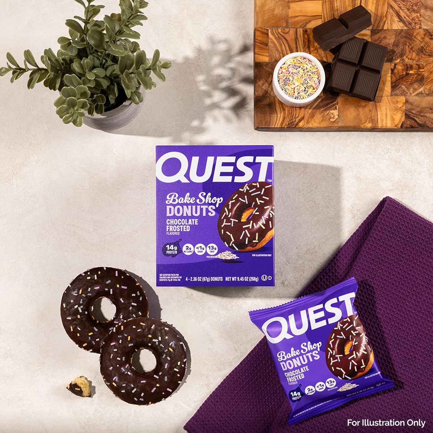 Quest Nutrition Bake Shop, Chocolate Frosted Donuts, 14g Protein, Less than 1g Sugar, Protein Snack, Low Sugar