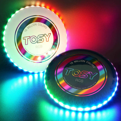 TOSY Flying Disc - 108 RGB Multicolor or 36 Monocolor LEDs, Super Bright, Smart Modes, Easter Basket Stuffers Gift, Camping Toy for Kid/Teen/Adult, Auto Light Up, Rechargeable, Waterproof, 175g