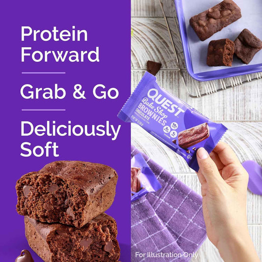 Quest Nutrition Bake Shop, Chocolate Brownies, 10g Protein, 2g Net Carbs, 1g Sugar, Protein Snack