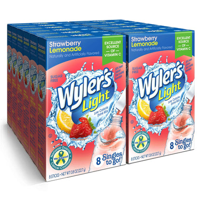 Wyler's Light Singles To Go Powder Packets, Water Drink Mix, 12 Boxes, 8 Servings per Box, 96 Total Servings