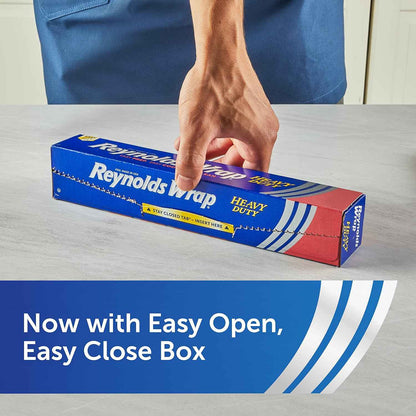 Reynolds Wrap Heavy Duty Aluminum Foil Roll, Thick Heavy Duty Foil for Added Strength and Durability, Secure Easy Open and Close Tab