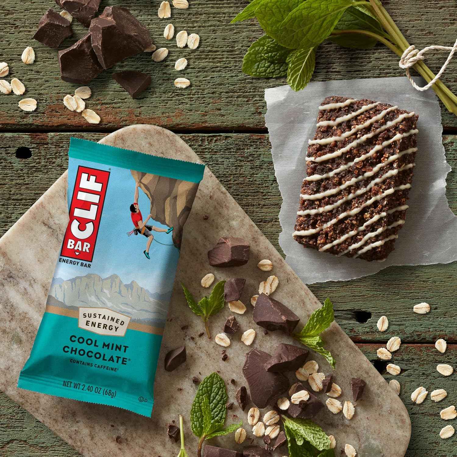 CLIF BAR - Energy Protein Bars - Cool Mint Chocolate with Caffeine - Made with Organic Oats - Energy Bars - Non-GMO