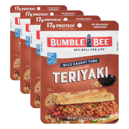 Bumble Bee Seasoned Tuna Pouch - Wild Caught and Ready to Eat for Snack, Salad, Korean Tuna Bowl - 14g Protein per Serving - PERFECT, PORTABLE, GOODNESS - 2.5 oz Packet