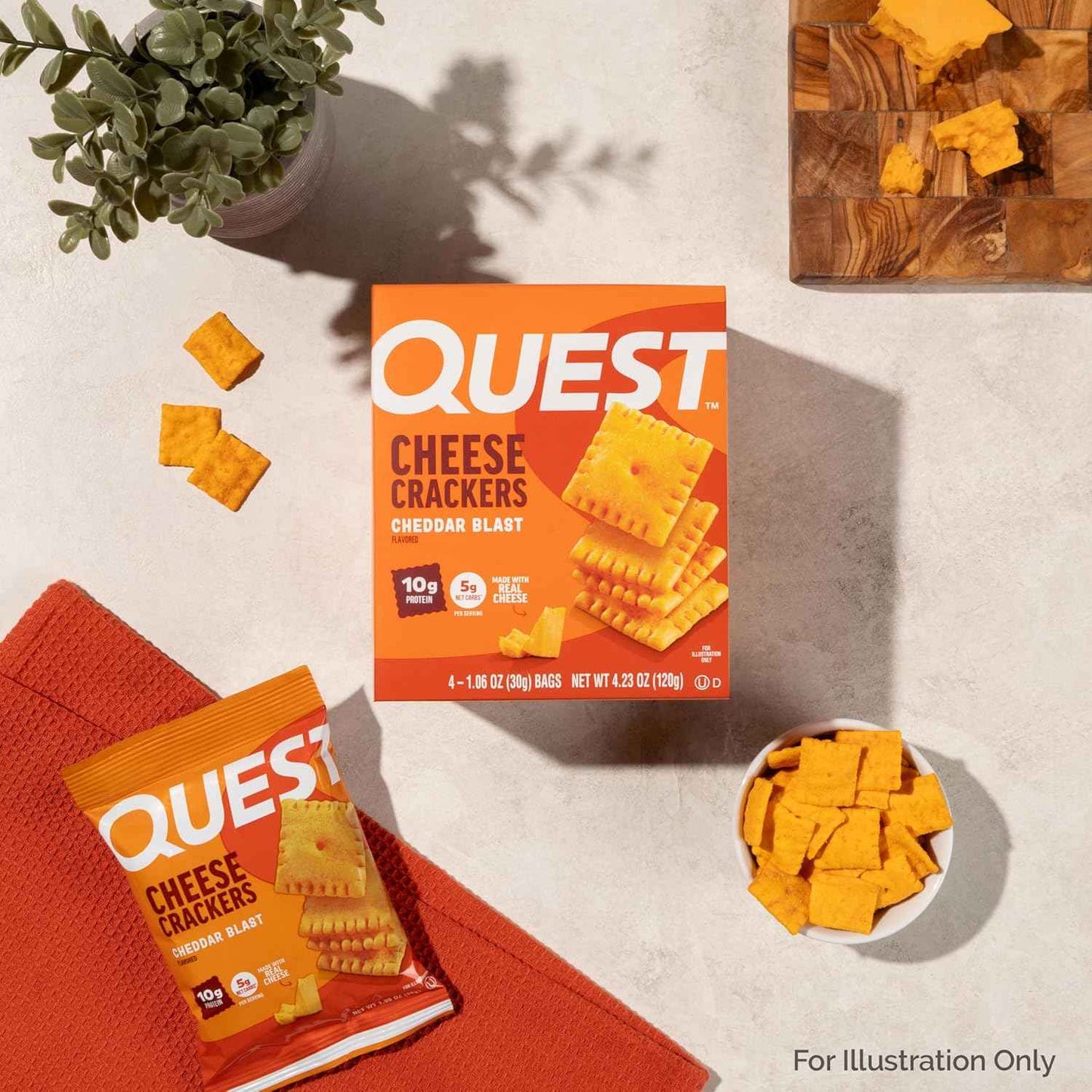 Quest Nutrition Cheese Crackers, 10g Protein, 5g Net Carbs, 1g Sugar, Made with Real Cheese, High Protein Snack