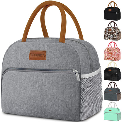 Coobiiya Lunch Bag Lunch Box for Women Men,Small Leakproof Cute Lunch Tote Large Capacity Reusable Insulated Cooler Lunch Container for Work/Office/Picnic/Beach，Grey