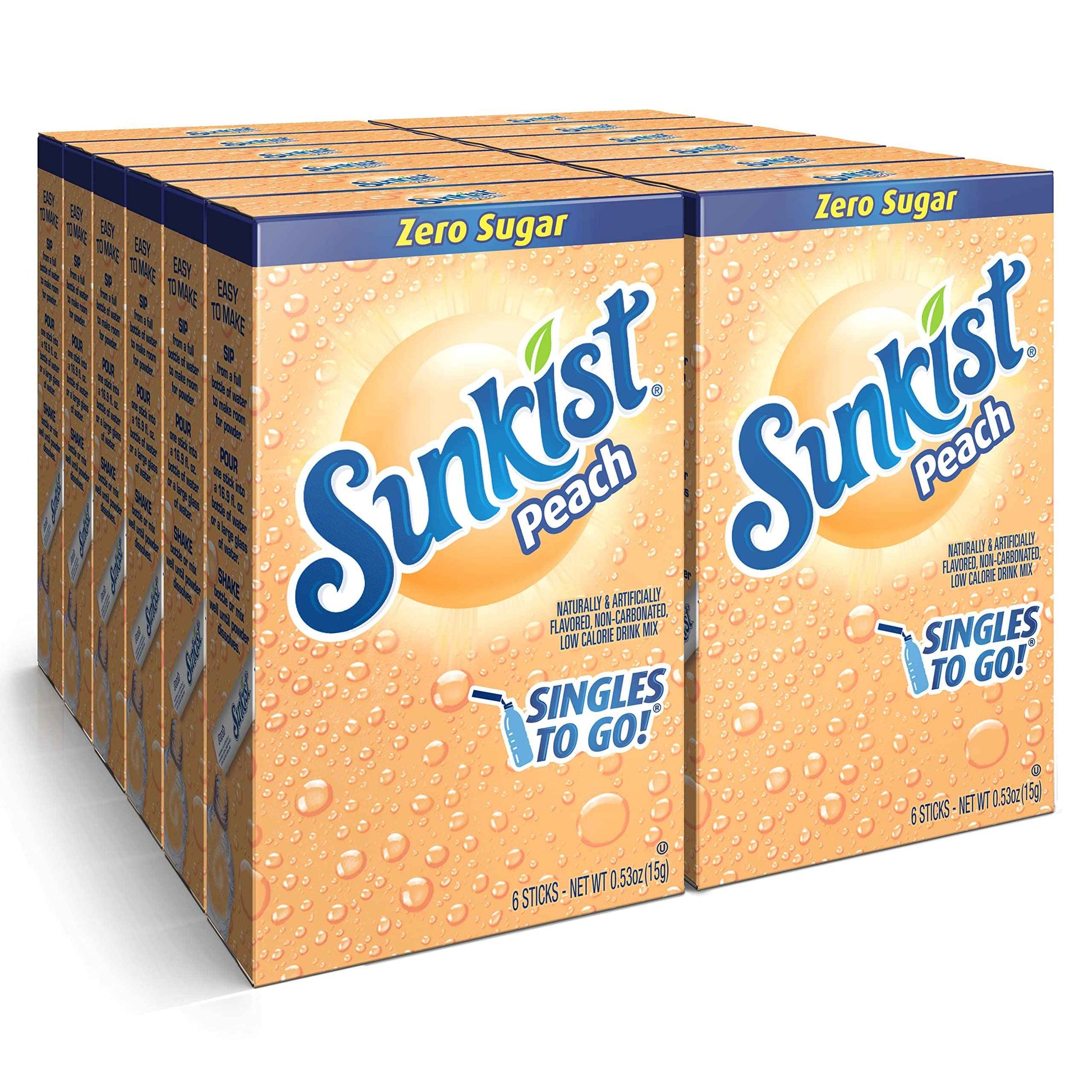Sunkist Soda Singles To Go Drink Mix, 0.53 OZ, 6 Count (Pack of 12)