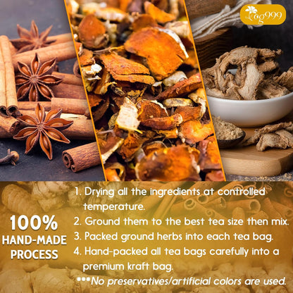TOG999,_60_Bags_Premium_Turmeric_Ginger_Cinnamon_Tea,_Improve_Digestion,_Support_Brain,_Weight,_Skin_and_Sleep,_Eco-Conscious_Tea_Bags_and_Premium_Natural_Ingredients._Turmeric_Ginger_Herbal_Tea._No_Sugar,_No_Caffeine,_No_Gluten,_Vegan.