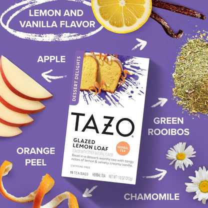TAZO_Dessert_Delights_Glazed_Lemon_Loaf_Herbal_Tea_Bags,_Aromatic_Blend,_Caffeine-Free,_90_Total_Tea_Bags_(15ct_-_Pack_of_6)