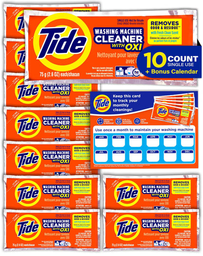 Washing Machine Cleaner by Tide, Washer Machine Cleaner with Oxi for Front and Top Loader Washer Machines, Deep Cleaning Residue & Odor Eliminator, 7 Month Supply