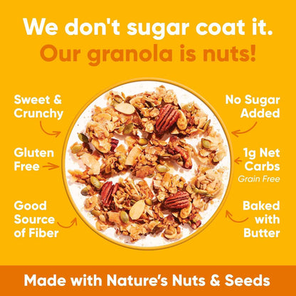 NuTrail Nut Granola Cereal, Honey Nut, No Sugar Added, Keto, Low Carb, Gluten Free, Grain Free, Healthy Breakfast 8 oz.