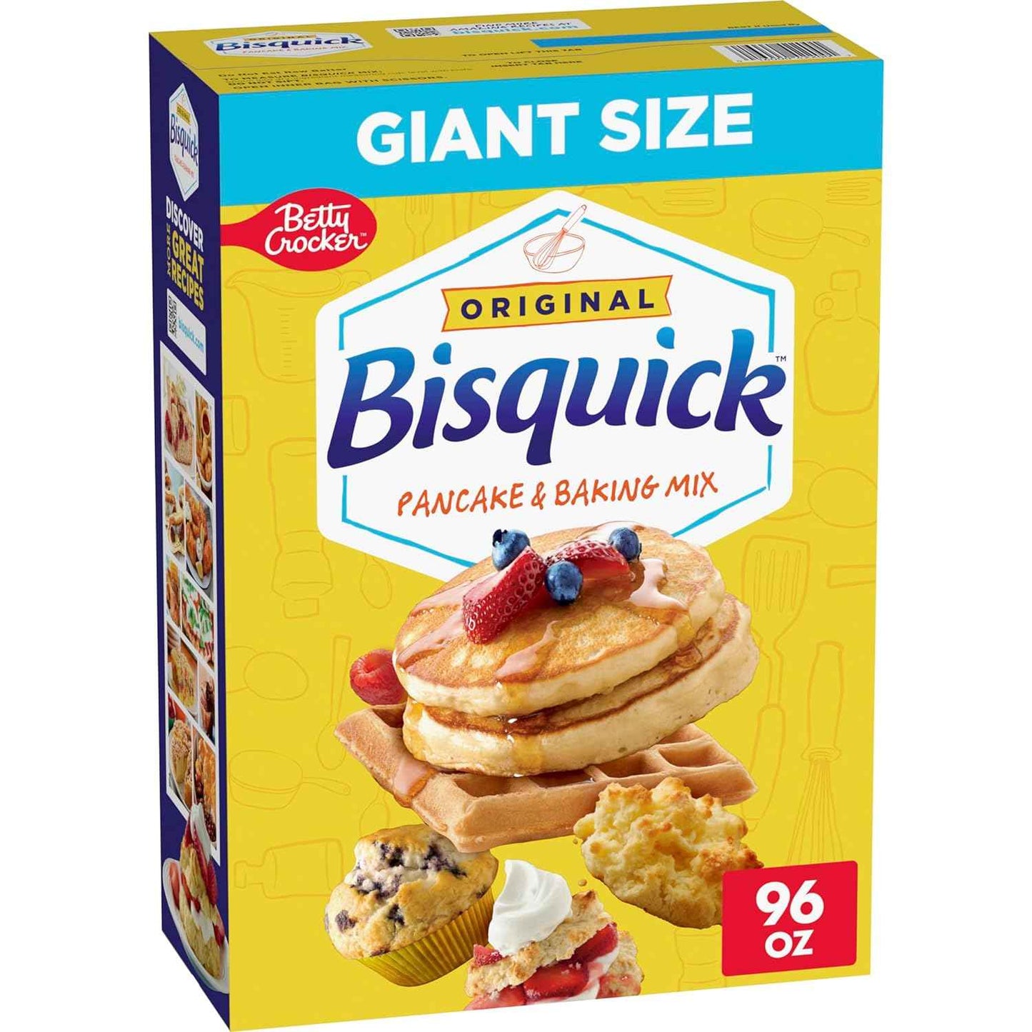 Betty Crocker Bisquick Original Mix – Quick Morning Pancake Prep for Busy Student Schedules, 96 oz Giant Box