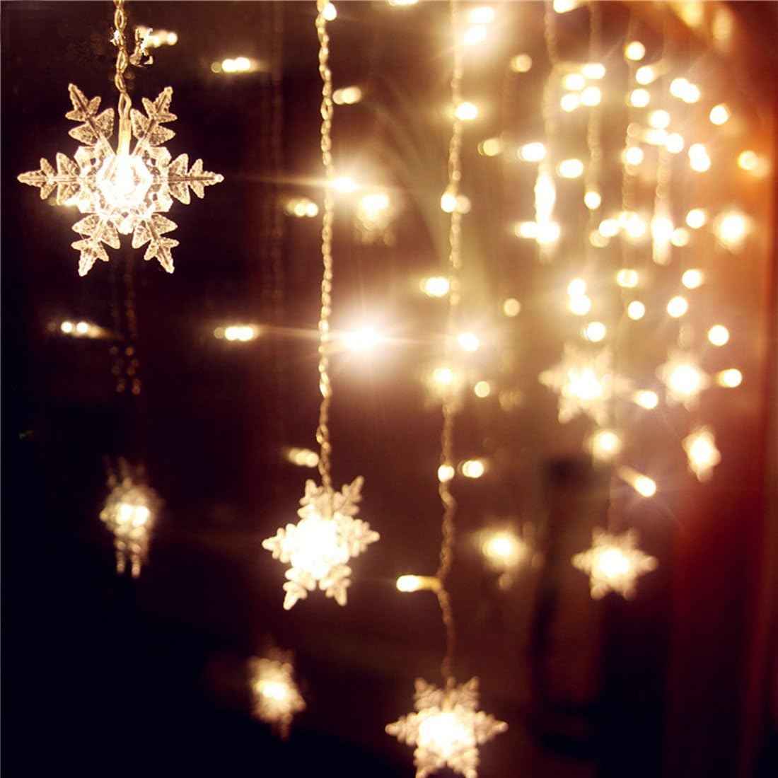 Avoalre LED Snowflake Curtain Lights – IP65 Waterproof Patio and Covered Porch Winter Decor