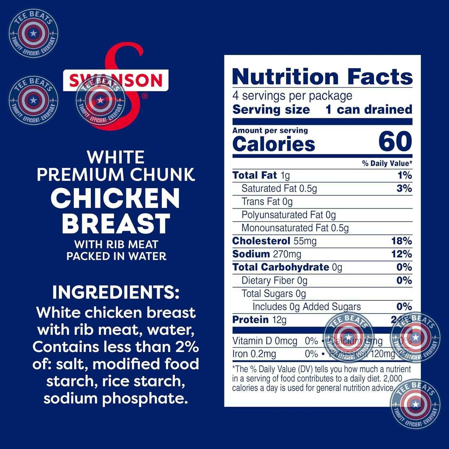 Swanson Premium Chunk Chicken Breast in Water – No-Cook Desk Lunch Protein for Busy Remote Workers
