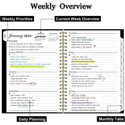 2024_Planner_-_Weekly_and_Monthly_Planner_from_January_2024_-_December_2024,_2024_Daily_Planner_Notebook_with_12_Monthly_Tabs,_Spiral_Twin-Wire_Binding,_6.3"_x_8.4"