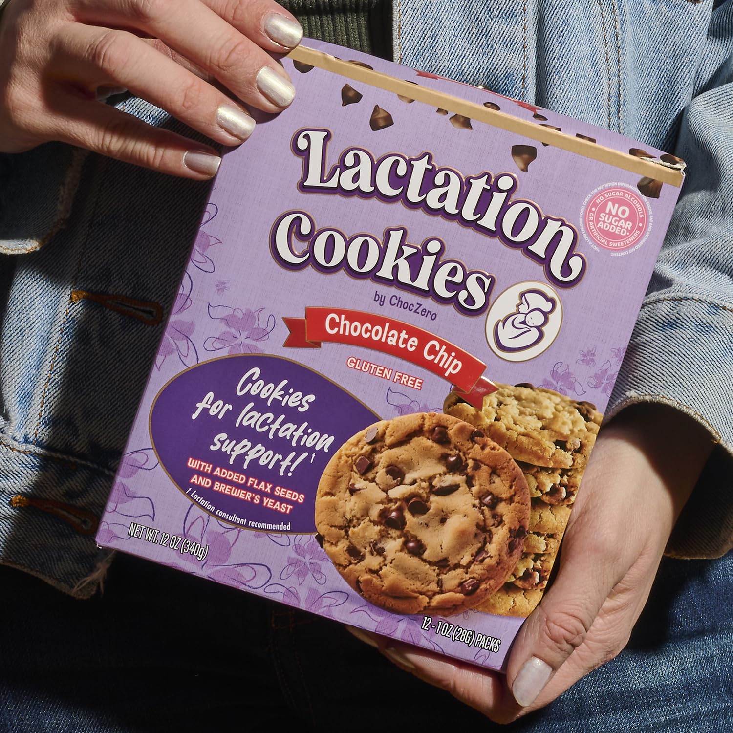 ChocZero_Lactation_Cookies,_Chocolate_Chip,_Gluten_Free,_No_Added_Sugar,_24_Low_Carb_Supplement_Support_for_Breastfeeding_(1_Box,_12oz)