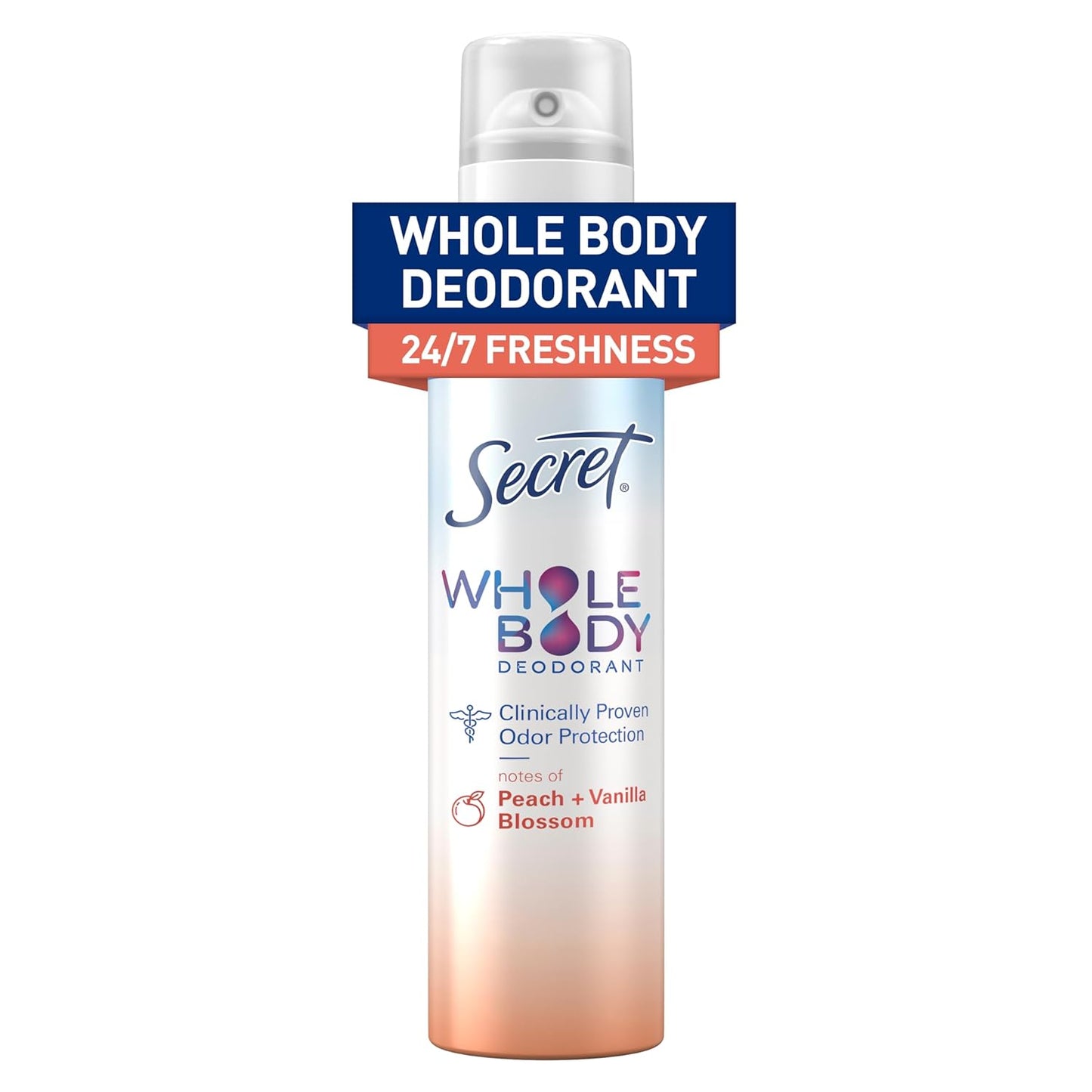 Secret_Whole_Body_Deodorant_for_Women,_Peach_&_Vanilla_Scent,_Aluminum_Free_Deodorant_Spray,_72_HR_Odor_Protection,_3.5_oz_Body_Care_Daily_Comfort_Cosmetic_Cleanser_Aroma