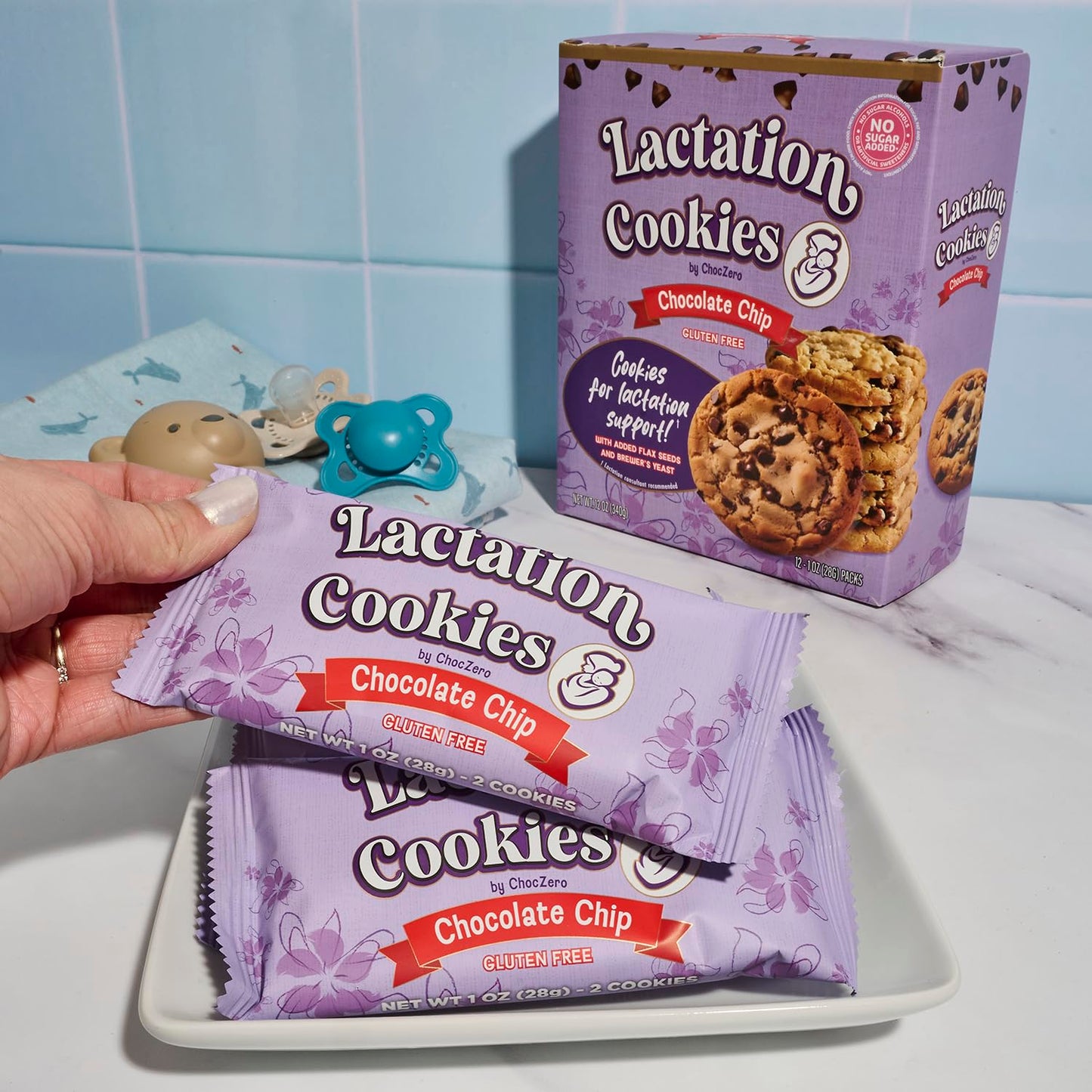 ChocZero_Lactation_Cookies,_Chocolate_Chip,_Gluten_Free,_No_Added_Sugar,_24_Low_Carb_Supplement_Support_for_Breastfeeding_(1_Box,_12oz)