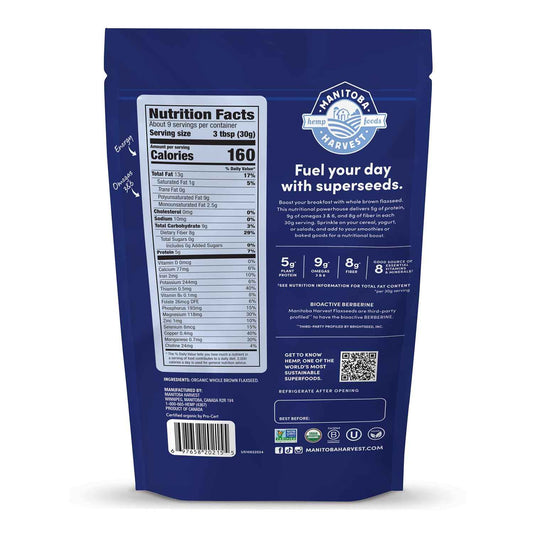 Manitoba Harvest Whole Organic Flaxseed Single Ingredient Pantry Staple for Clean Kitchens, 10 oz