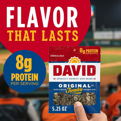 DAVID Jumbo Sunflower Seeds Original – Family Snack for Game Night and Movie Nights