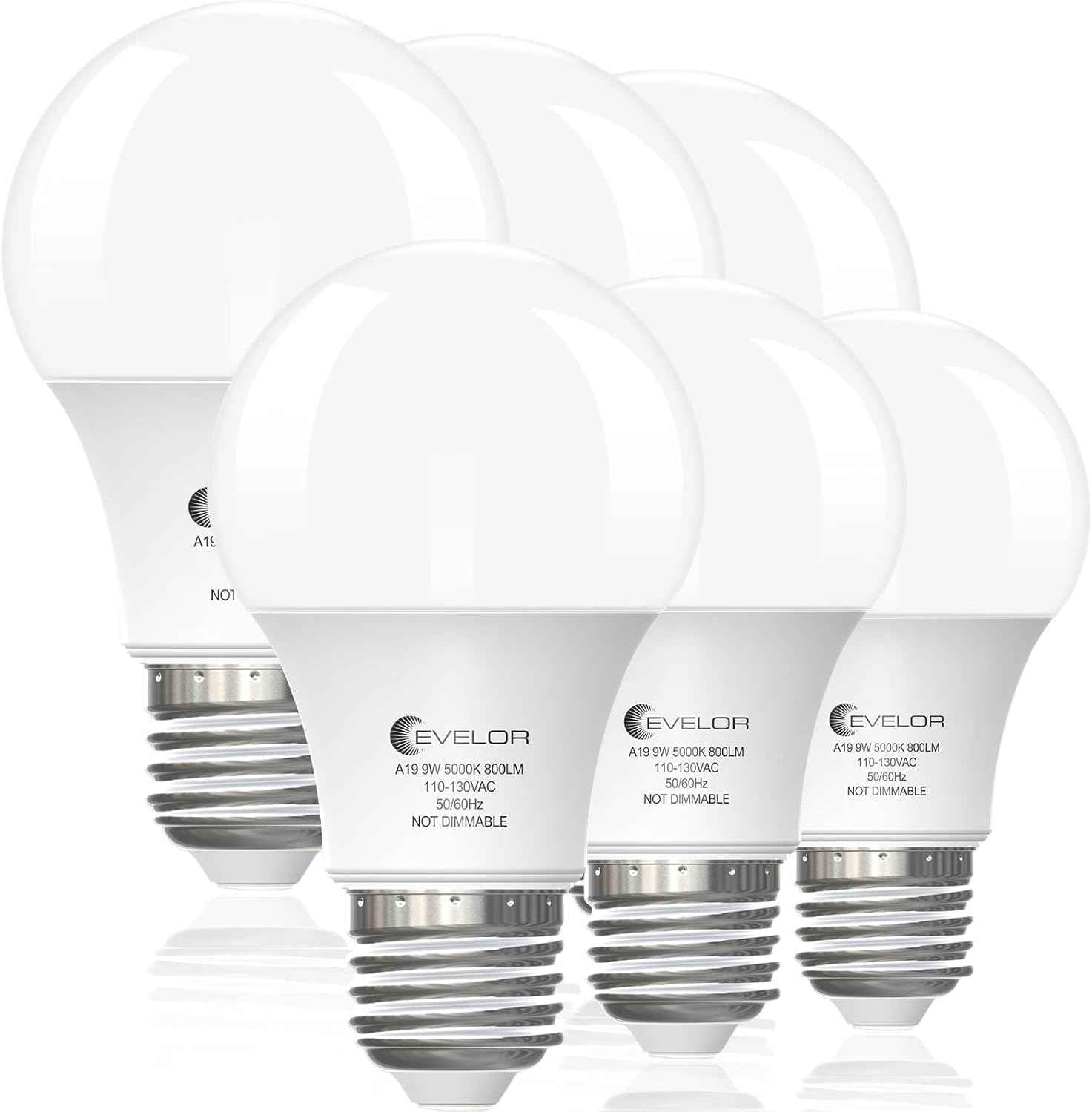 LUXRITE A19 LED Bulb 5000K Daylight – Bright Covered Patio and Porch Lighting, 9W Shatter-Resistant 4-Pack