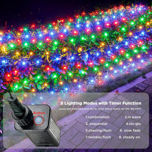 BlcTec_Upgraded_Christmas_Lights_Outdoor_176LED_8.7ft_x_5.2ft_Christmas_Net_Lights_with_UL_Certified,_8_Modes,_Timer,_Connectable,_Waterproof_Durable_Thick_Wire_for_Bushes,_Shrub_Decor,_Multicolor