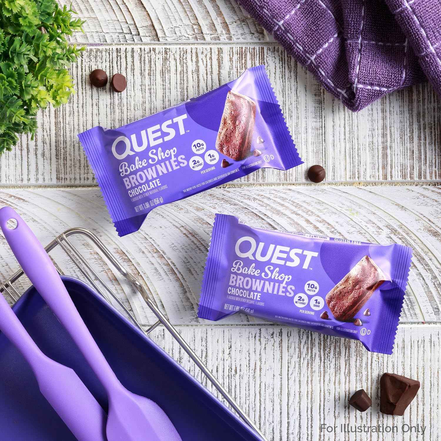 Quest Nutrition Bake Shop, Chocolate Brownies, 10g Protein, 2g Net Carbs, 1g Sugar, Protein Snack