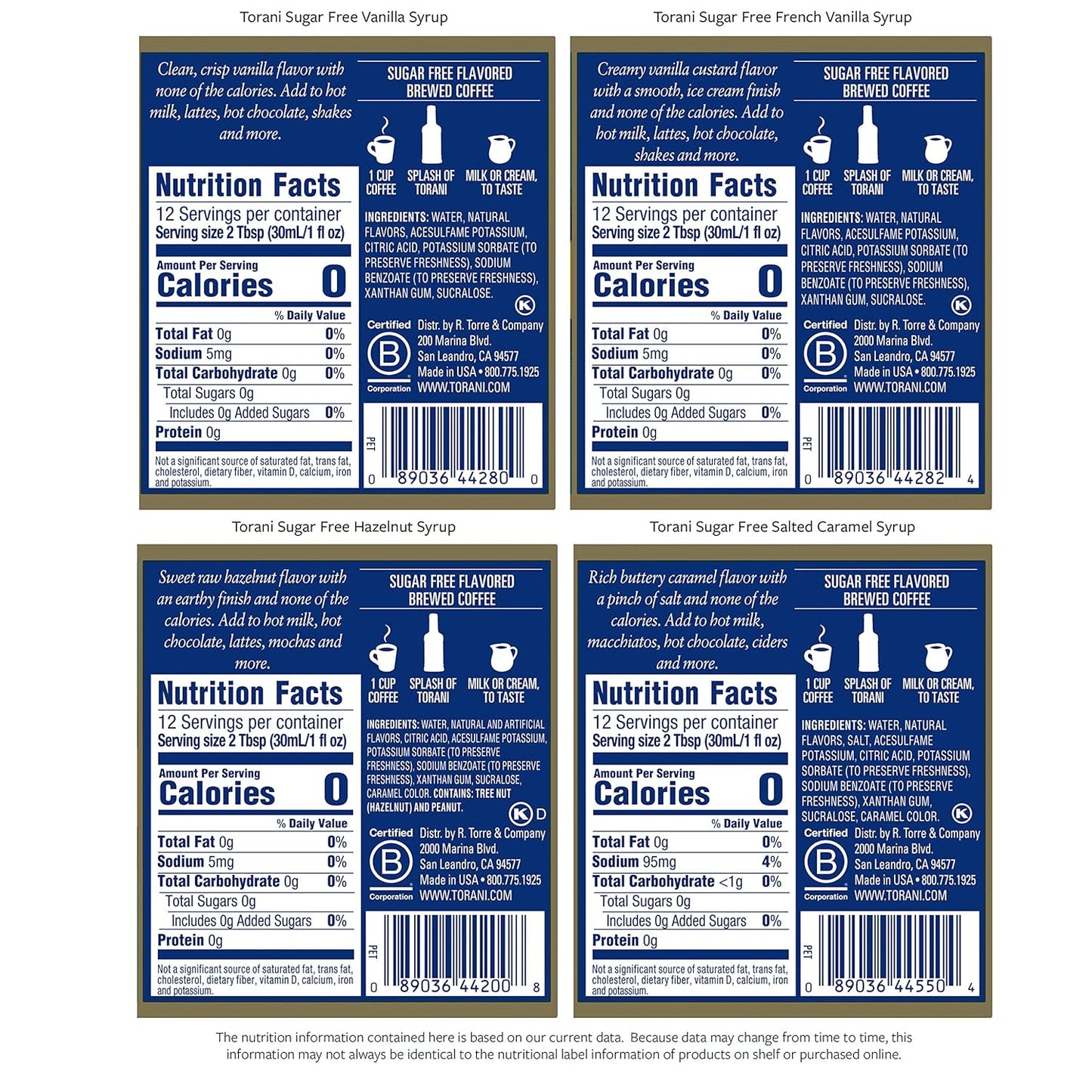 Torani_Sugar_Free_Syrup,_Coffeehouse_Variety_Pack,_12.7_Ounce_(Pack_of_4)