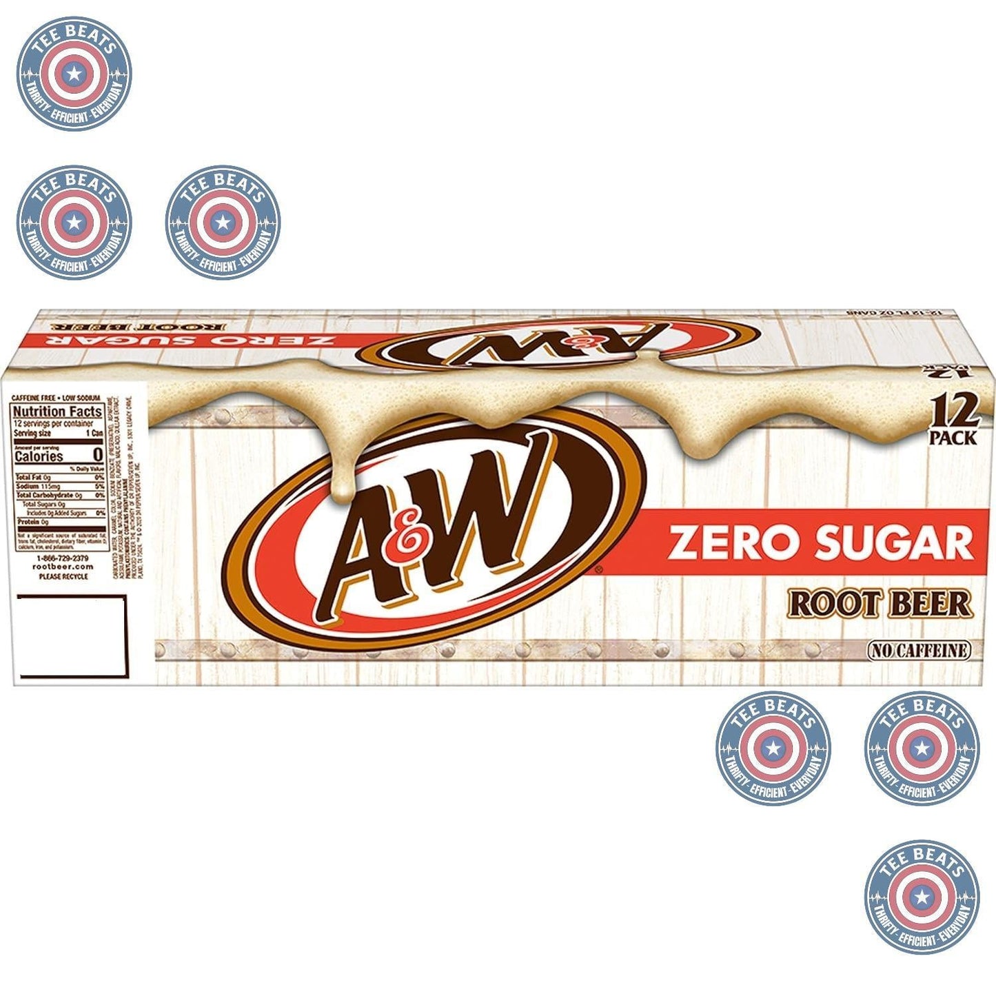 A&W Zero Sugar Root Beer Soda, 12 fl oz cans (12 pack) – Guilt-Free Root Beer for Mindful Snacking, Gym Fridge, and Self-Care Sundays