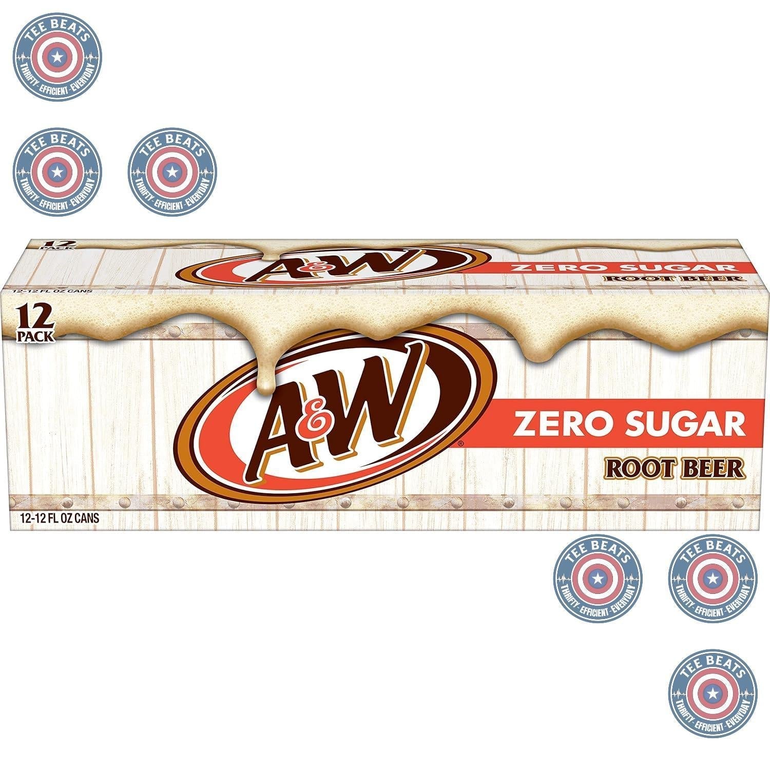 A&W Zero Sugar Root Beer Soda, 12 fl oz cans (12 pack) – Guilt-Free Root Beer for Mindful Snacking, Gym Fridge, and Self-Care Sundays