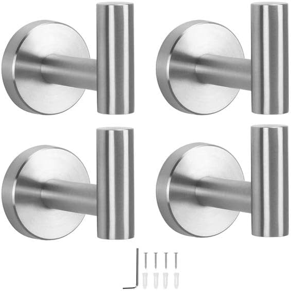 NearMoon_Bath_Towel_Hooks-_SUS_304_Stainless_Steel_Robe_Hook_Holder,_Heavy_Duty_Coat_Hook_for_Bathroom_Livingroom_Hotel_Kitchen_Garage,_Wall_Mounted-_4_Pack_(Brushed_Nickel)