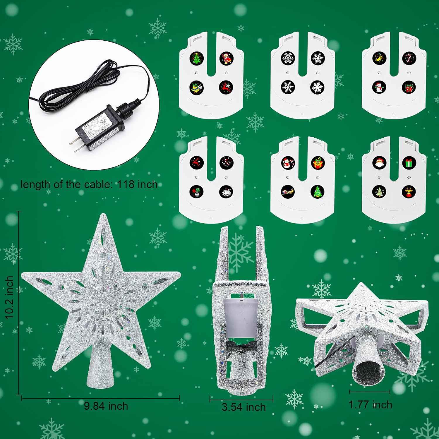 [Brand Name] Snowman Tree Topper with Ceiling Projection – Family-Safe Christmas Eve Magic, No Flame No Drips