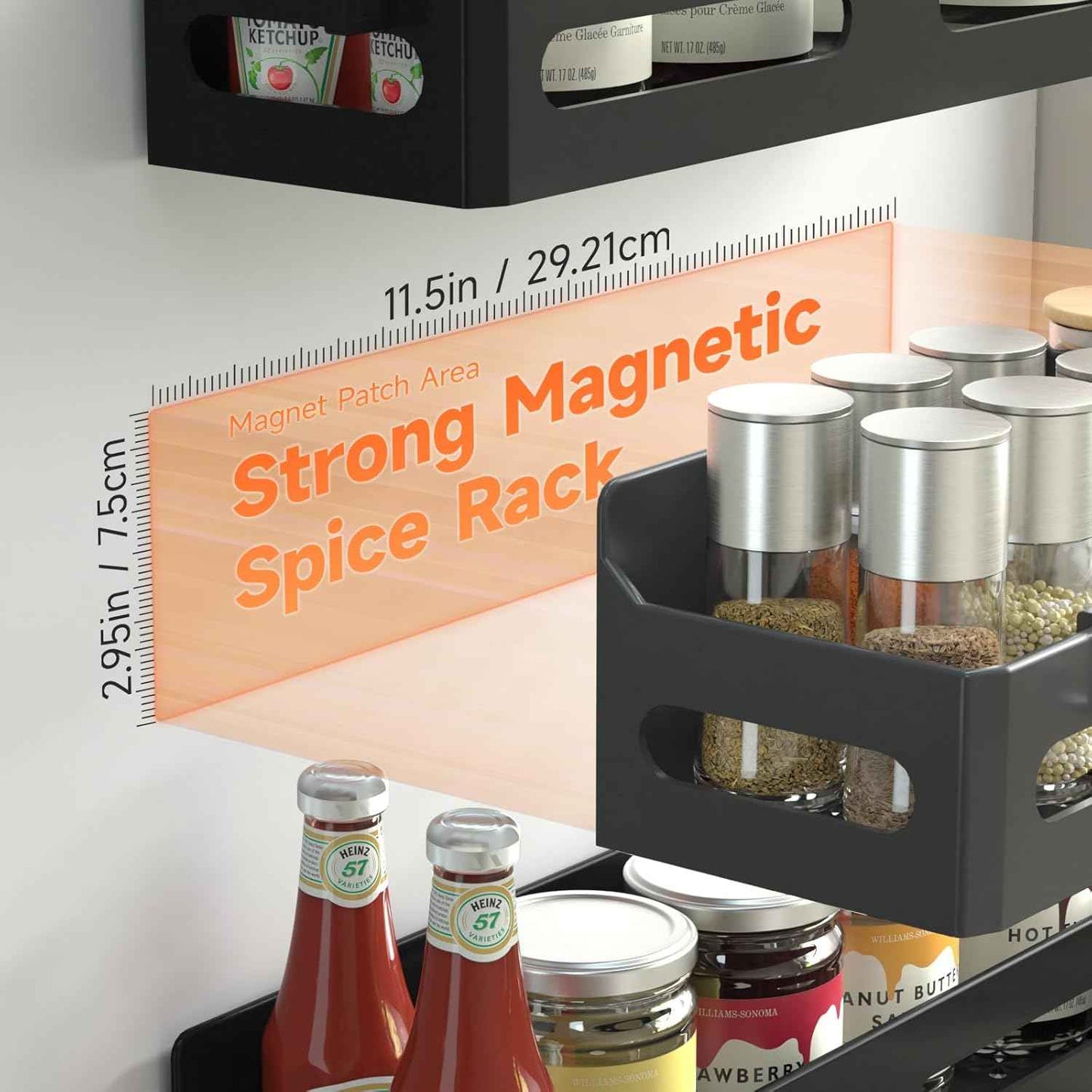 4 Pack Magnetic Spice Rack for Refrigerator – Thoughtful Housewarming Gift for New Homeowners, Tool-Free Kitchen Organizer