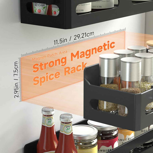 4 Pack Magnetic Spice Rack for Refrigerator – Thoughtful Housewarming Gift for New Homeowners, Tool-Free Kitchen Organizer