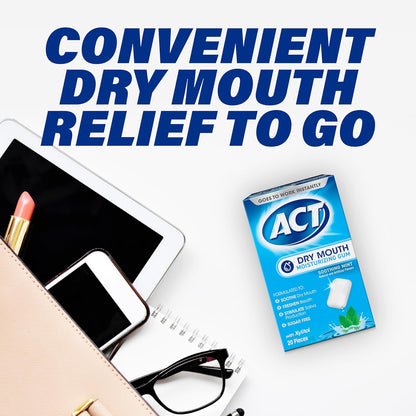 ACT Dry Mouth Gum – Focus Chew for Professionals and Frequent Speakers, Sugar Free 20 Count